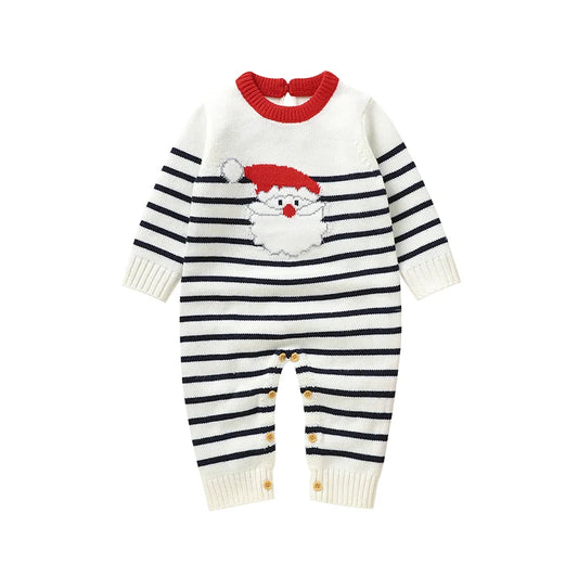 Baby Santa Claus Striped Romper Jumpsuit- Tiny Hands