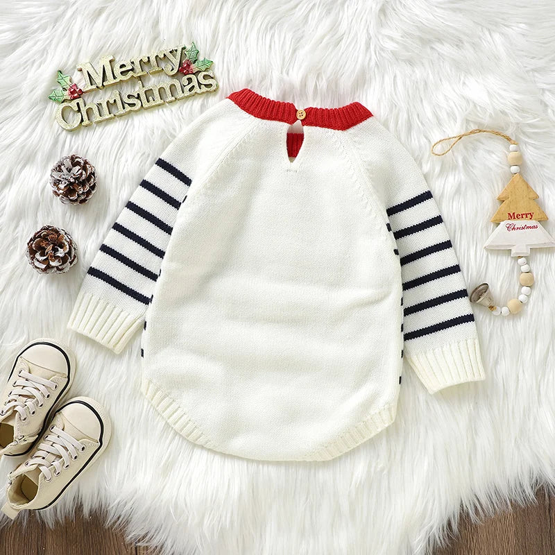 Christmas Baby Romper Knitted Santa Claus Sleeve Outfit -Tiny Hands