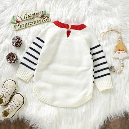 Christmas Baby Romper Knitted Santa Claus Sleeve Outfit -Tiny Hands