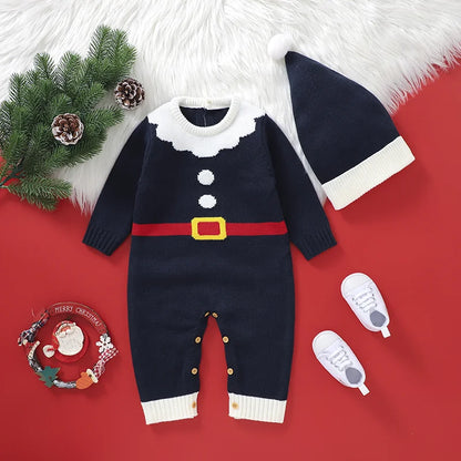 Baby Santa Claus Romper & Hat Set- Tiny Hands