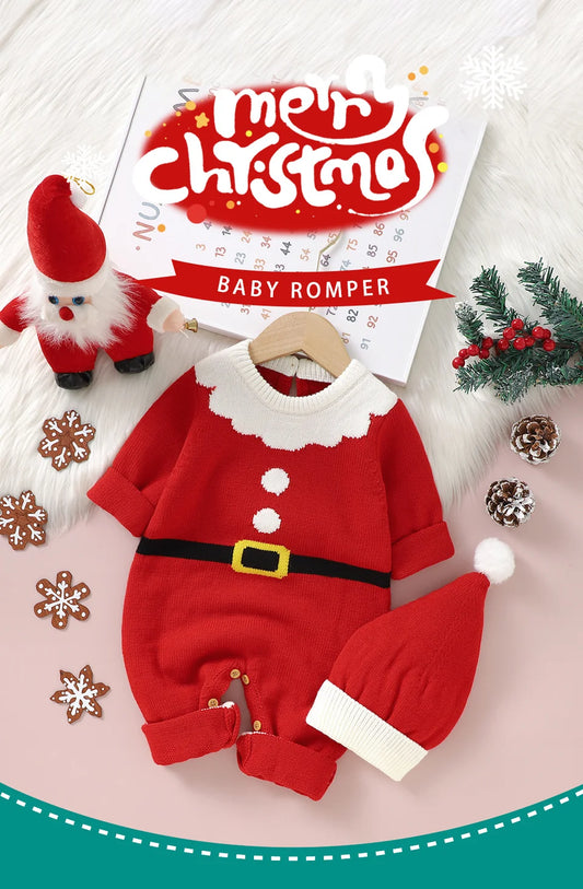 Baby Santa Claus Romper & Hat Set- Tiny Hands