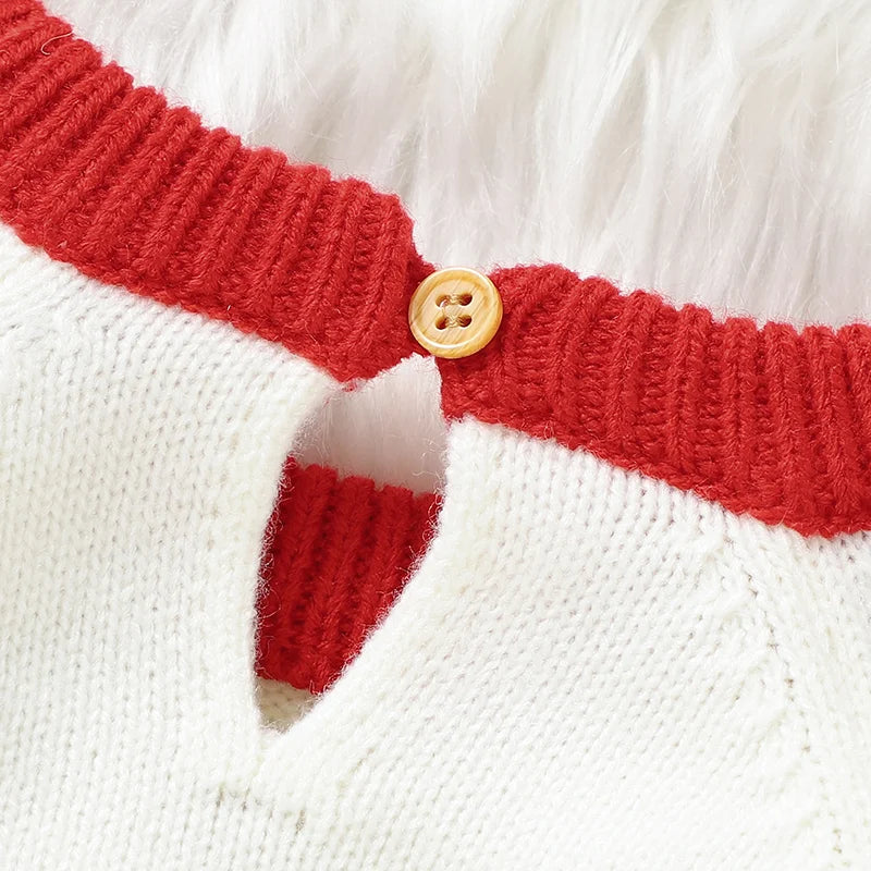 Christmas Baby Romper Knitted Santa Claus Sleeve Outfit -Tiny Hands