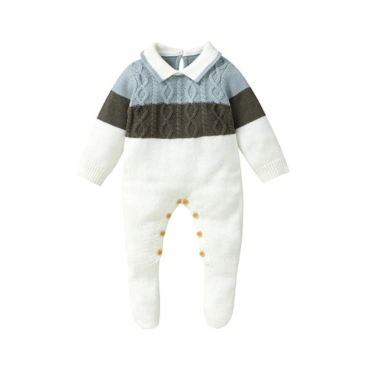 Winter Baby Knit Romper Warm Collar Bodysuit - Tiny Hands