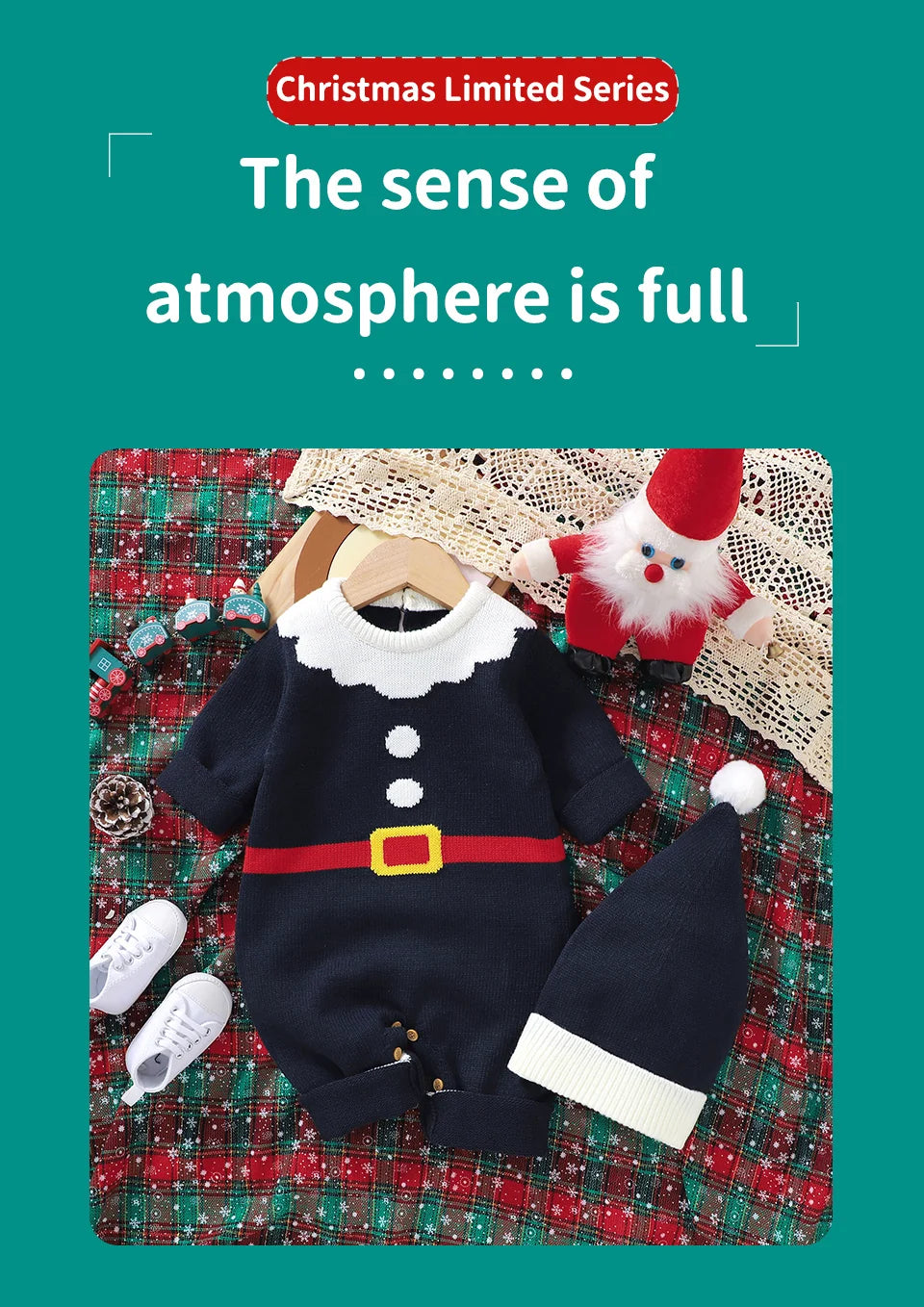 Baby Santa Claus Romper & Hat Set- Tiny Hands