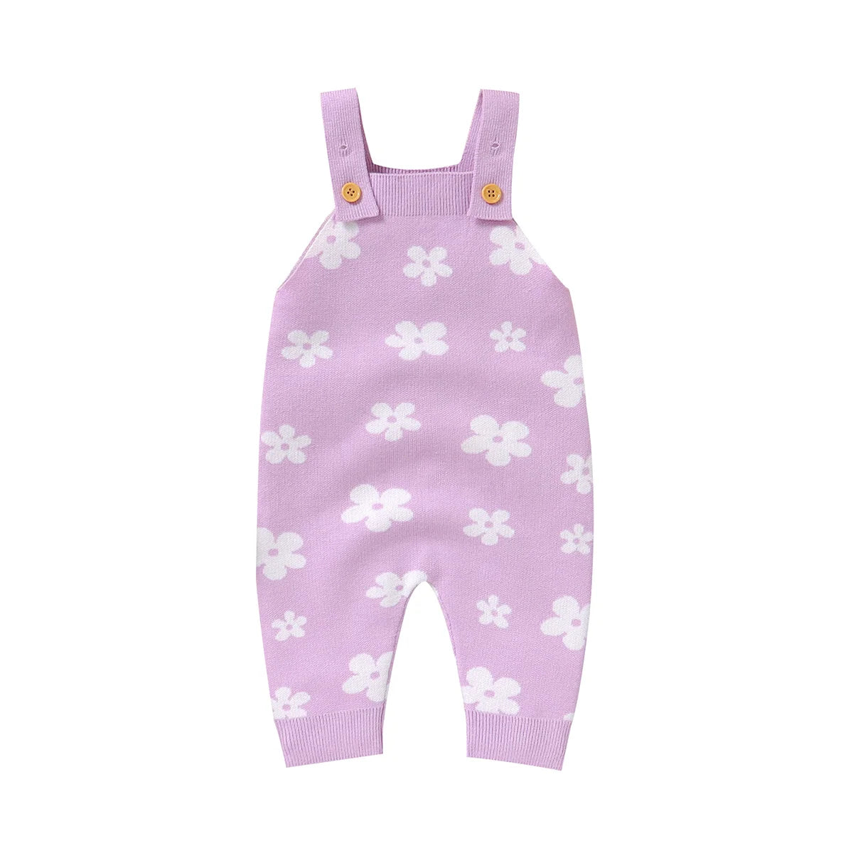 OEKO-TEX Baby Knitted Floral Suspender Romper - Tiny Hands