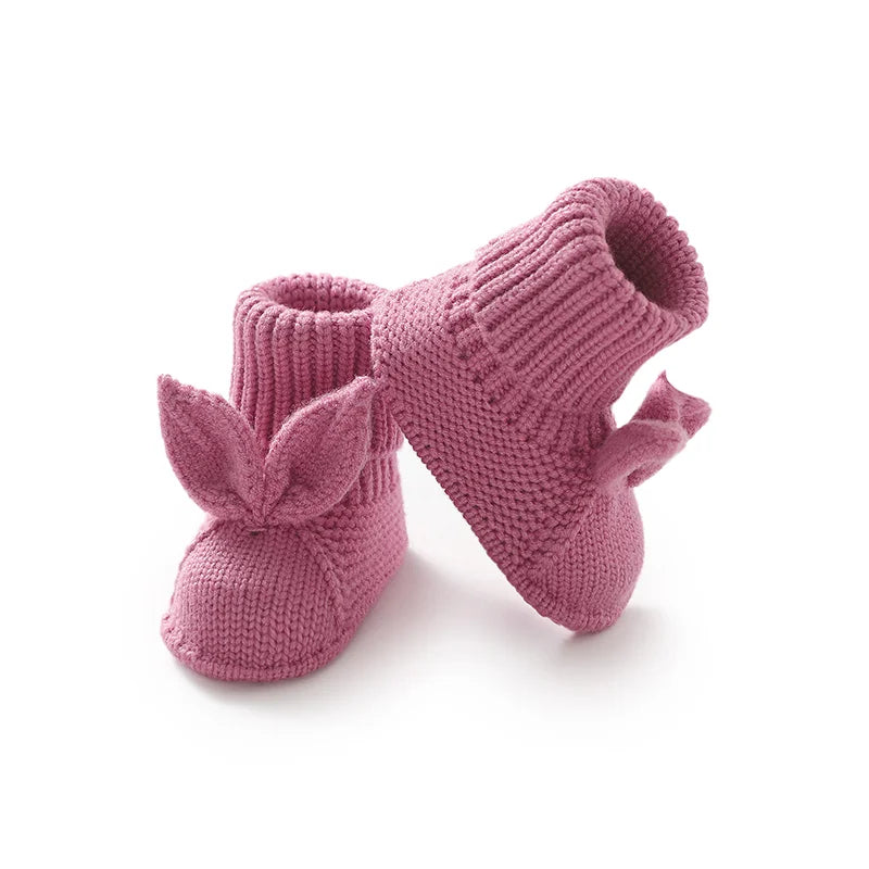 Knitted Baby Booties with Bunny Ears - Tiny Hands