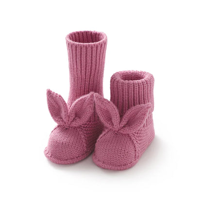 Knitted Baby Booties with Bunny Ears - Tiny Hands