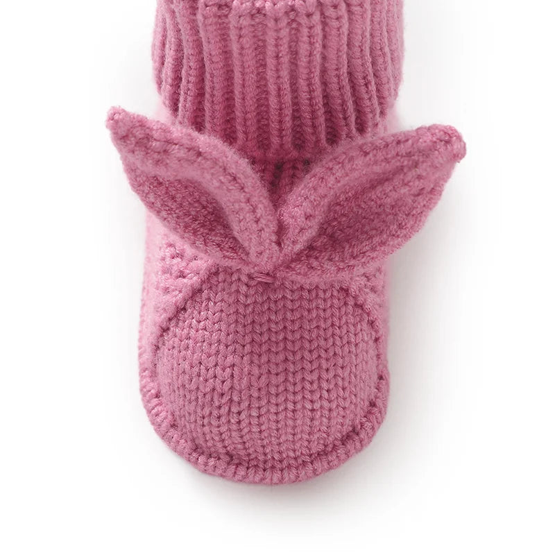 Knitted Baby Booties with Bunny Ears - Tiny Hands