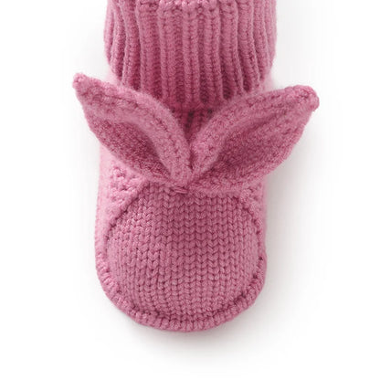 Knitted Baby Booties with Bunny Ears - Tiny Hands