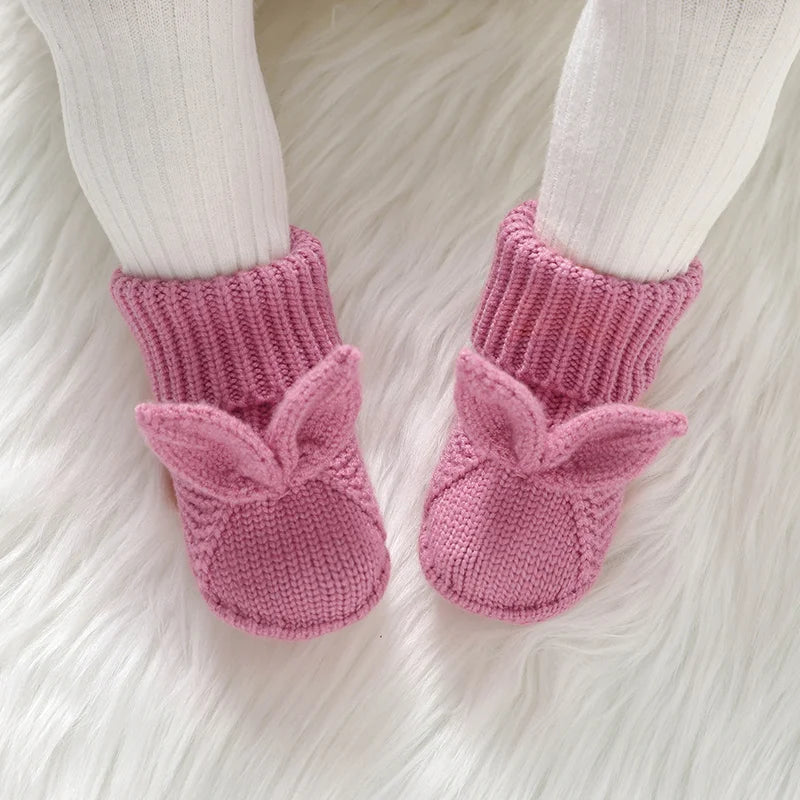 Knitted Baby Booties with Bunny Ears - Tiny Hands