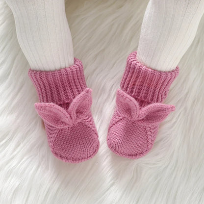 Knitted Baby Booties with Bunny Ears - Tiny Hands