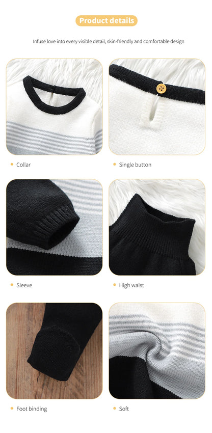 Baby Sweater & Footie Pants Set Soft Knitted - Tiny Hands