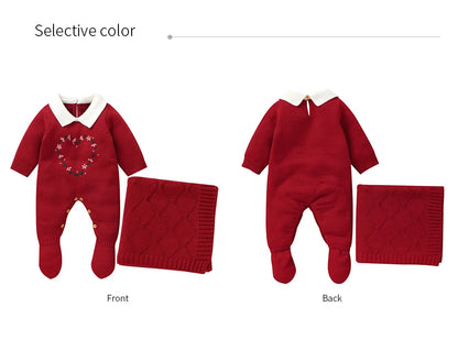 Wholesale Soft Knitted Baby Romper & Blanket Set - Tiny Hands