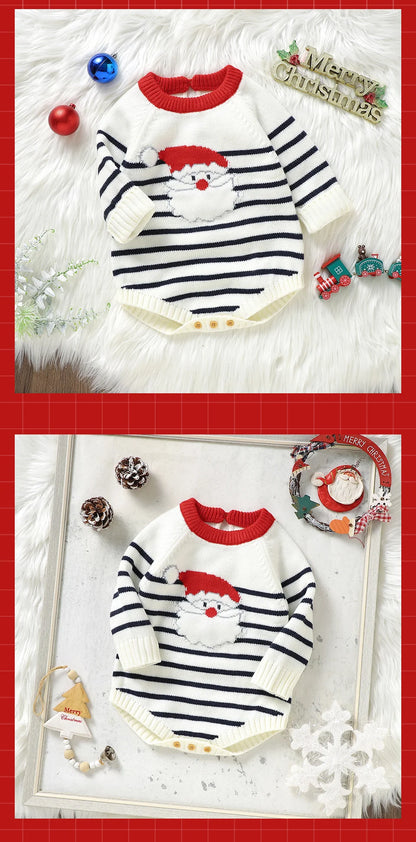 Christmas Baby Romper Knitted Santa Claus Sleeve Outfit -Tiny Hands